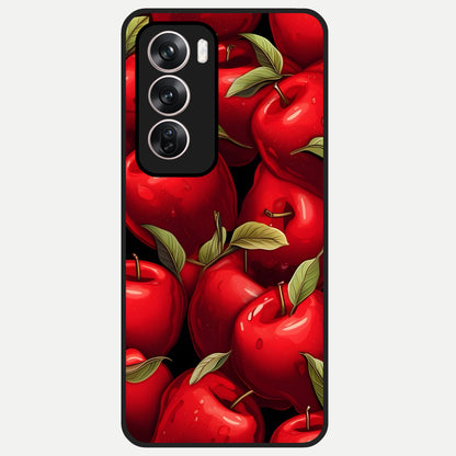  Apple Pattern Glass Case For Oppo Reno 12 Pro back cover – full design glossy printed glass finish