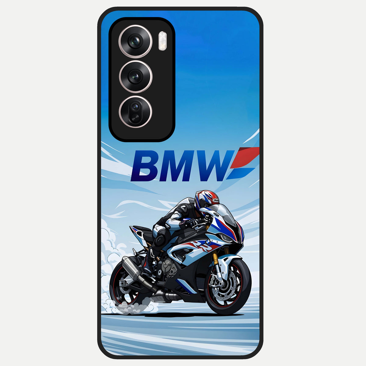  BMW Power Drift Glass Case For Oppo Reno 12 Pro back cover – full design glossy printed glass finish