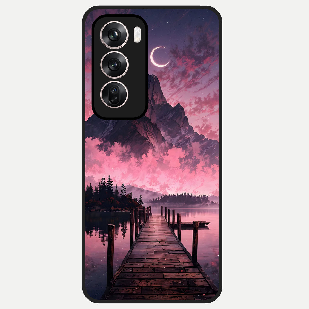  Beautiful Mountain View Glass Case For Oppo Reno 12 Pro back cover – full design glossy printed glass finish