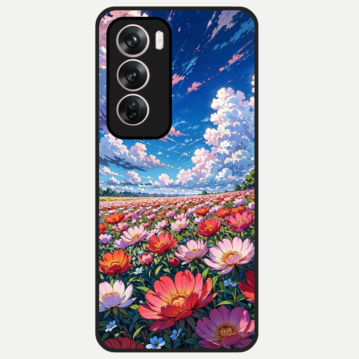  Blossom Sky Field Glass Case For Oppo Reno 12 Pro back cover – full design glossy printed glass finish