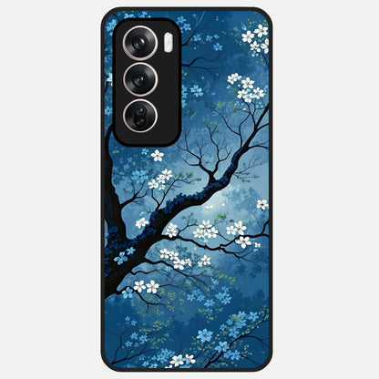  Blue Tree Serenity Glass Case For Oppo Reno 12 Pro back cover – full design glossy printed glass finish