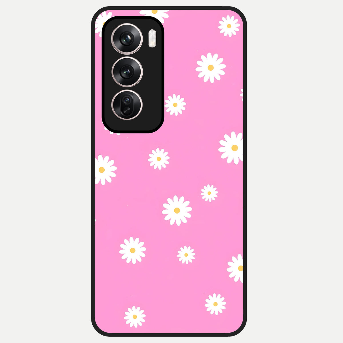  Bubblegum Daisy Pop Glass Case For Oppo Reno 12 Pro back cover – full design glossy printed glass finish