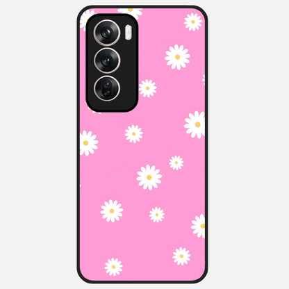  Bubblegum Daisy Pop Glass Case For Oppo Reno 12 Pro back cover – full design glossy printed glass finish