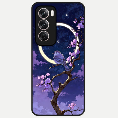  Celestial Bird Blossom Glass Case For Oppo Reno 12 Pro back cover – full design glossy printed glass finish