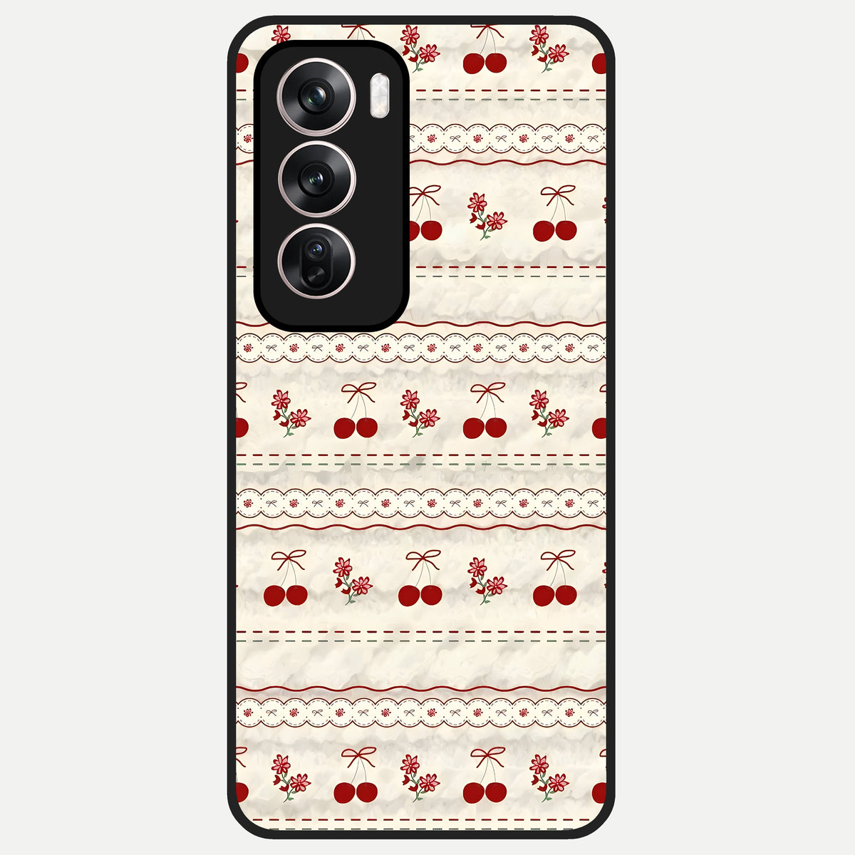  Cherry Bloom Charm Glass Case For Oppo Reno 12 Pro back cover – full design glossy printed glass finish