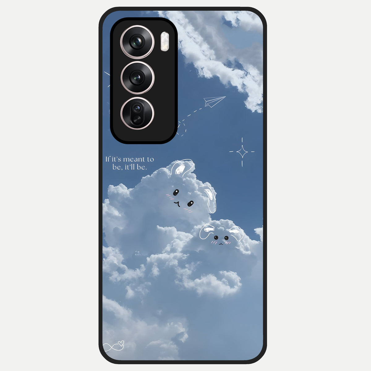  Cloud Bunny Dreams Glass Case For Oppo Reno 12 Pro back cover – full design glossy printed glass finish