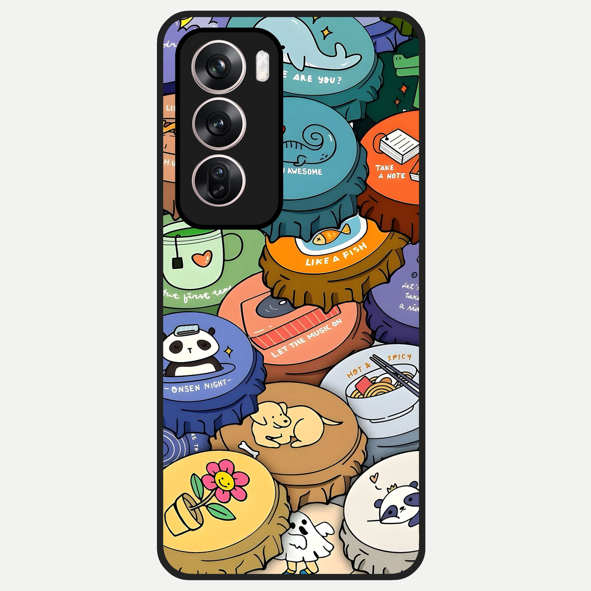  Coins Patterns Glass Case For Oppo Reno 12 Pro back cover – full design glossy printed glass finish