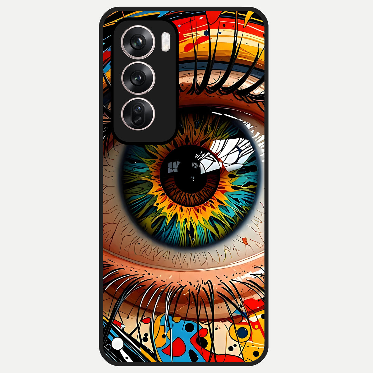  Colorful Eye Glass Case For Oppo Reno 12 Pro back cover – full design glossy printed glass finish