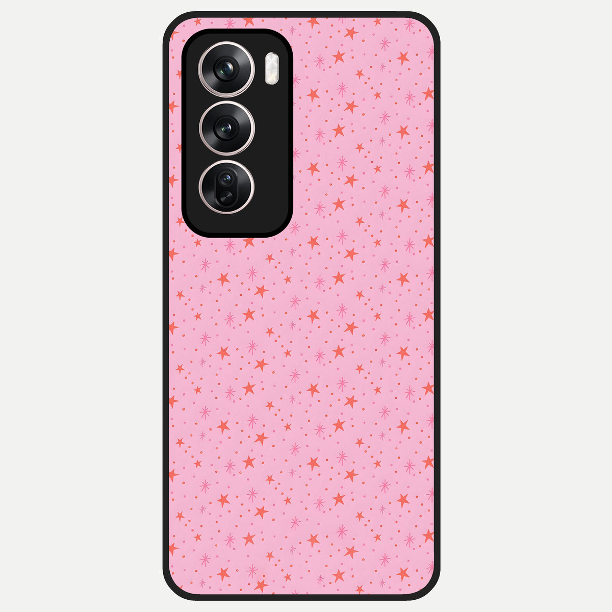  Cosmic Pink Sparkle Glass Case For Oppo Reno 12 Pro back cover – full design glossy printed glass finish