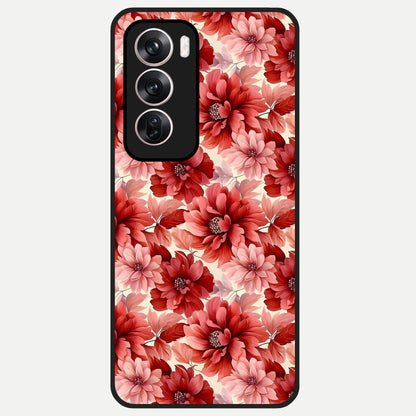  Crimson Love Petals Glass Case For Oppo Reno 12 Pro back cover – full design glossy printed glass finish
