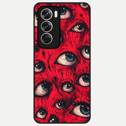  Crimson Watch Eyes Glass Case For Oppo Reno 12 Pro back cover – full design glossy printed glass finish