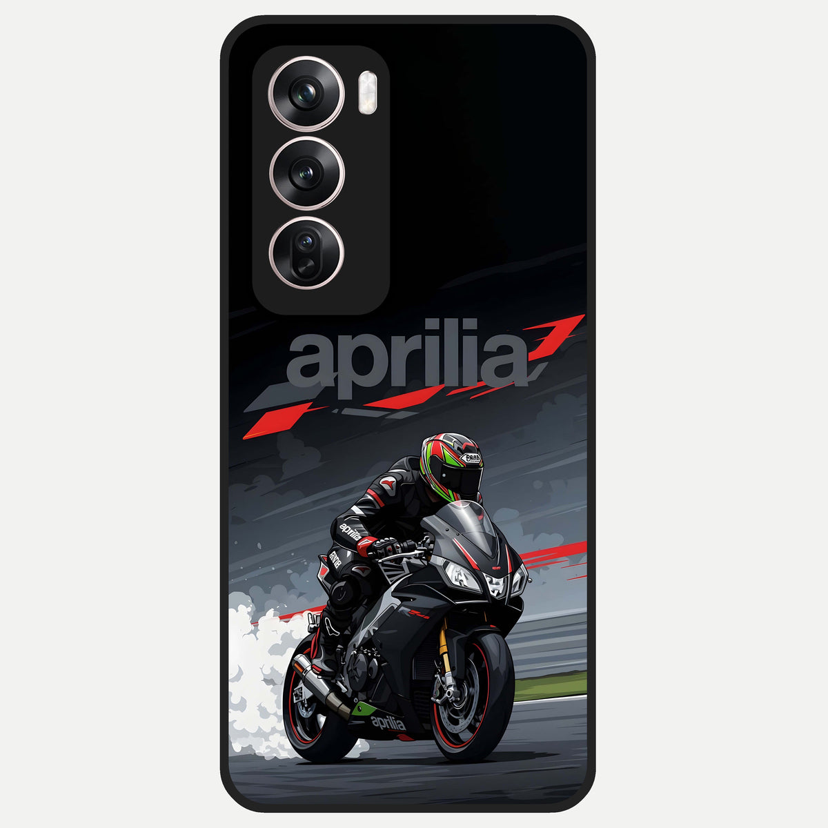  Dark Aprilla Glass Case For Oppo Reno 12 Pro back cover – full design glossy printed glass finish