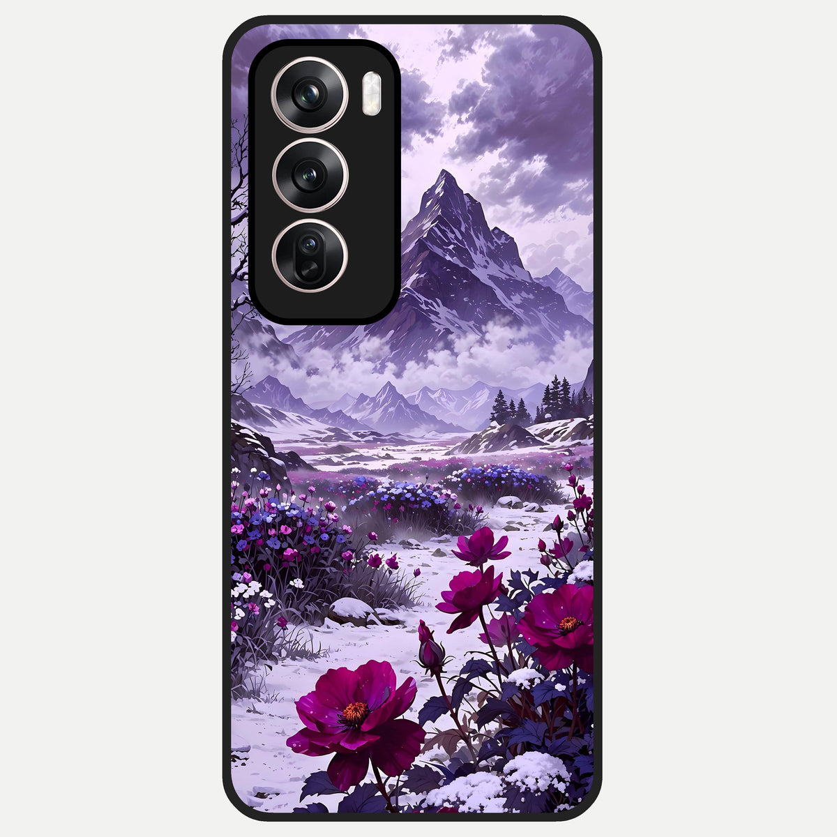  Flower Mountain View Glass Case For Oppo Reno 12 Pro back cover – full design glossy printed glass finish