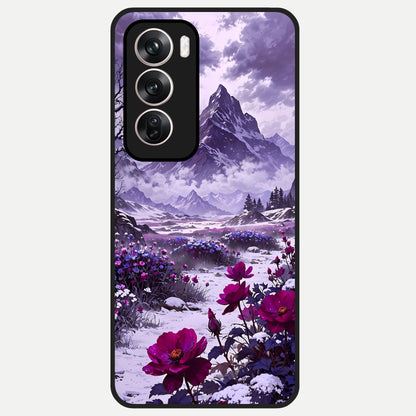  Flower Mountain View Glass Case For Oppo Reno 12 Pro back cover – full design glossy printed glass finish