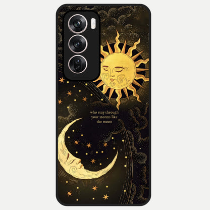  Golden Lunar Love Glass Case For Oppo Reno 12 Pro back cover – full design glossy printed glass finish