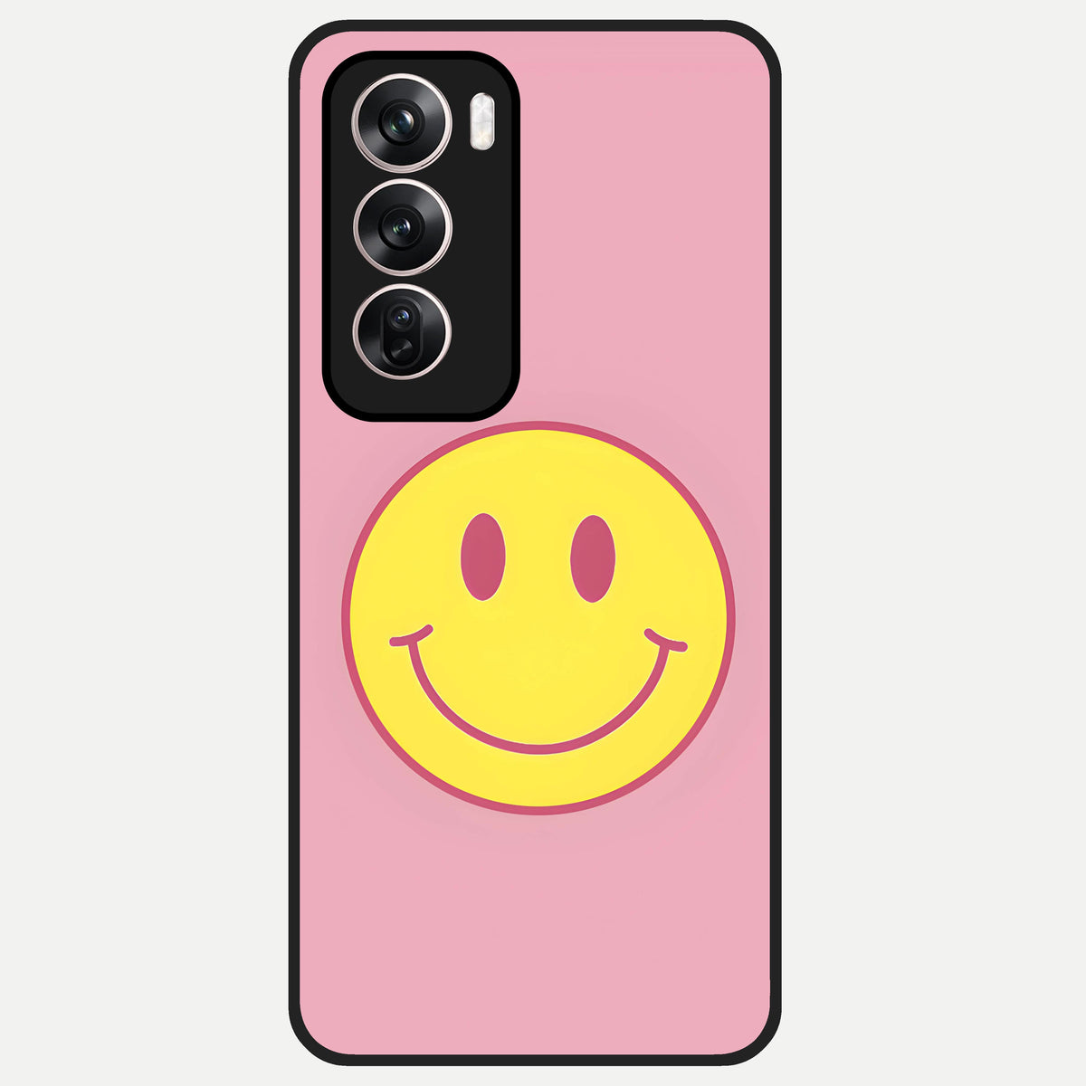 Happy Pink Mood Glass Case For Oppo Reno 12 Pro back cover – full design glossy printed glass finish