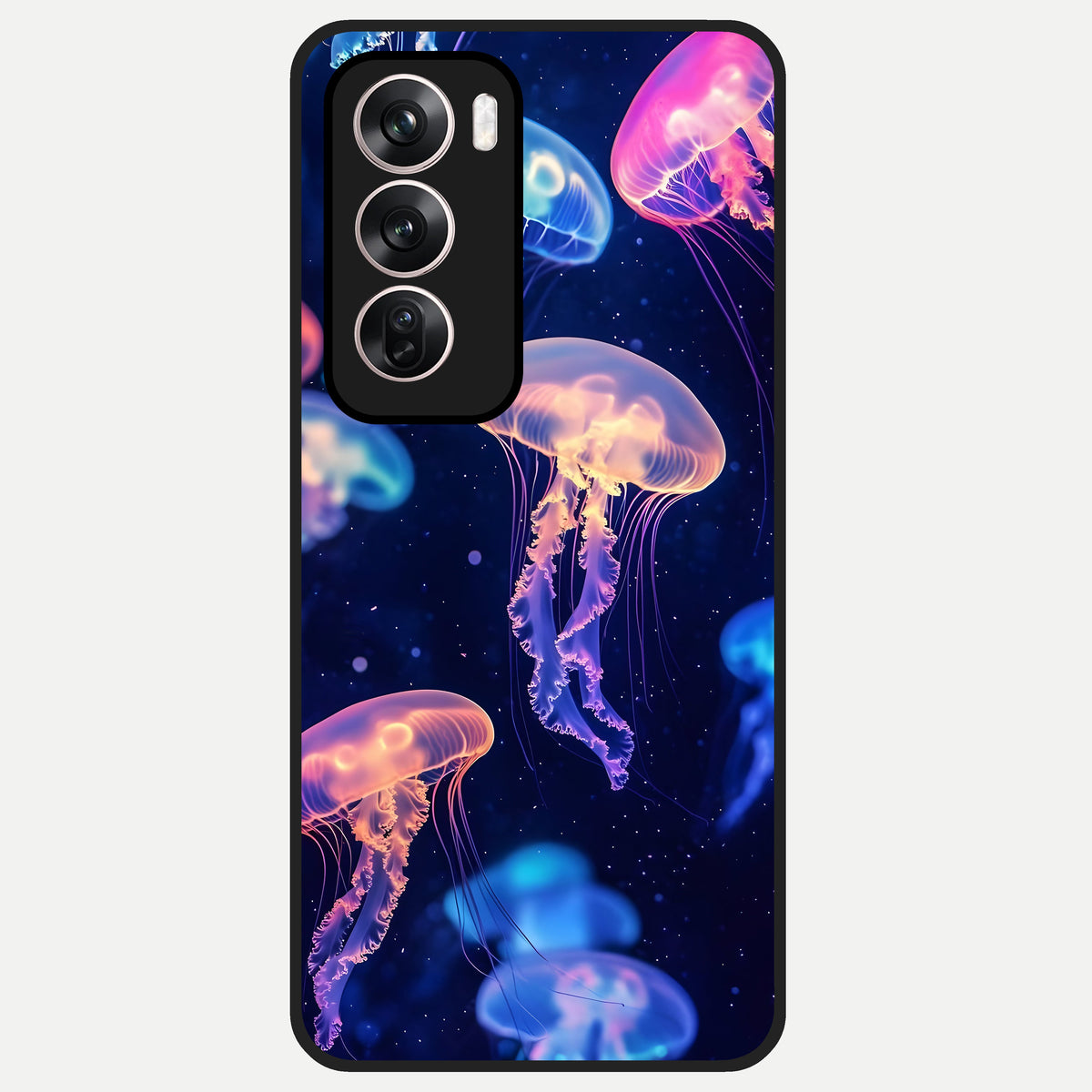  Jellyfish Pattern Glass Case For Oppo Reno 12 Pro back cover – full design glossy printed glass finish