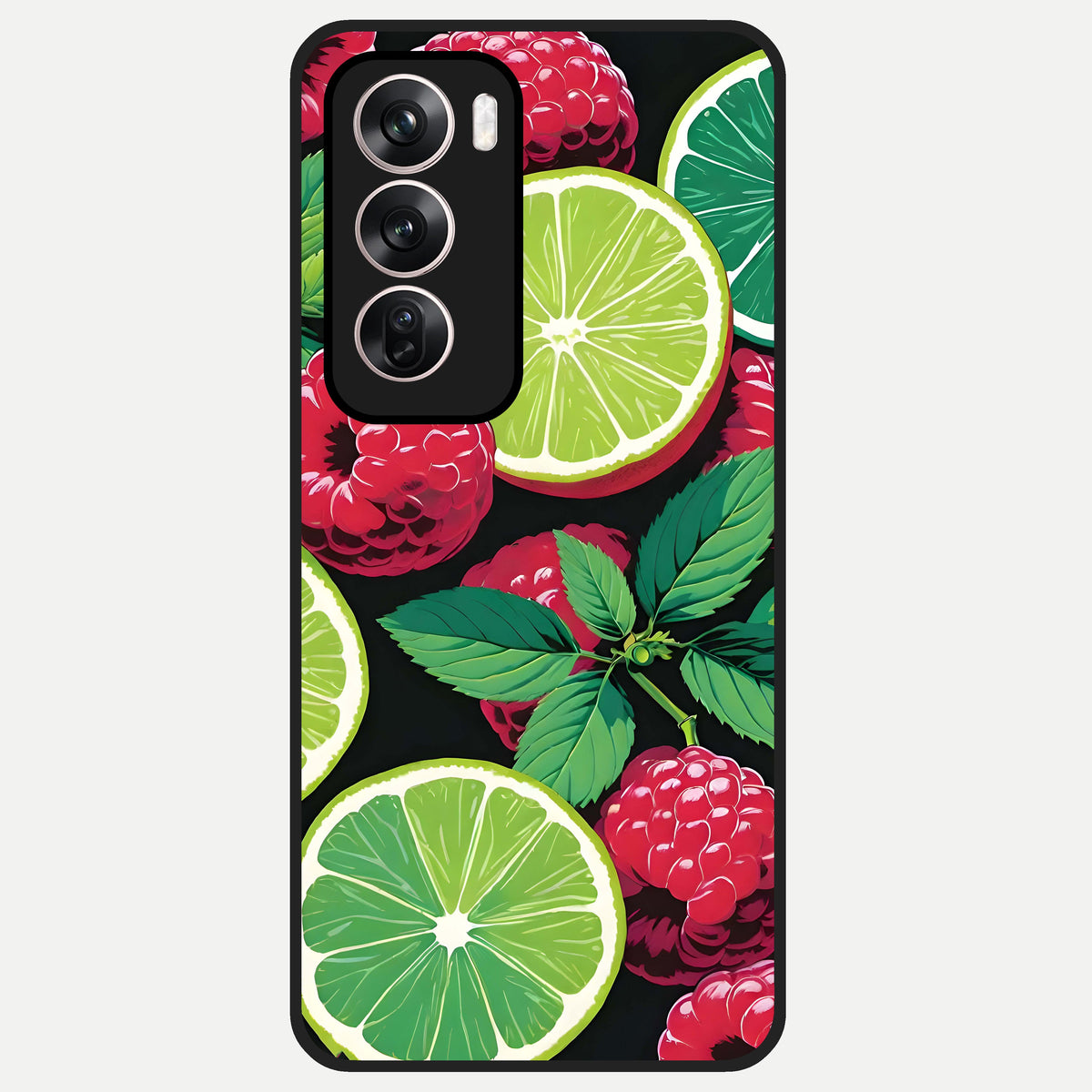  Lime and Raspberry Pattern Glass Case For Oppo Reno 12 Pro back cover – full design glossy printed glass finish