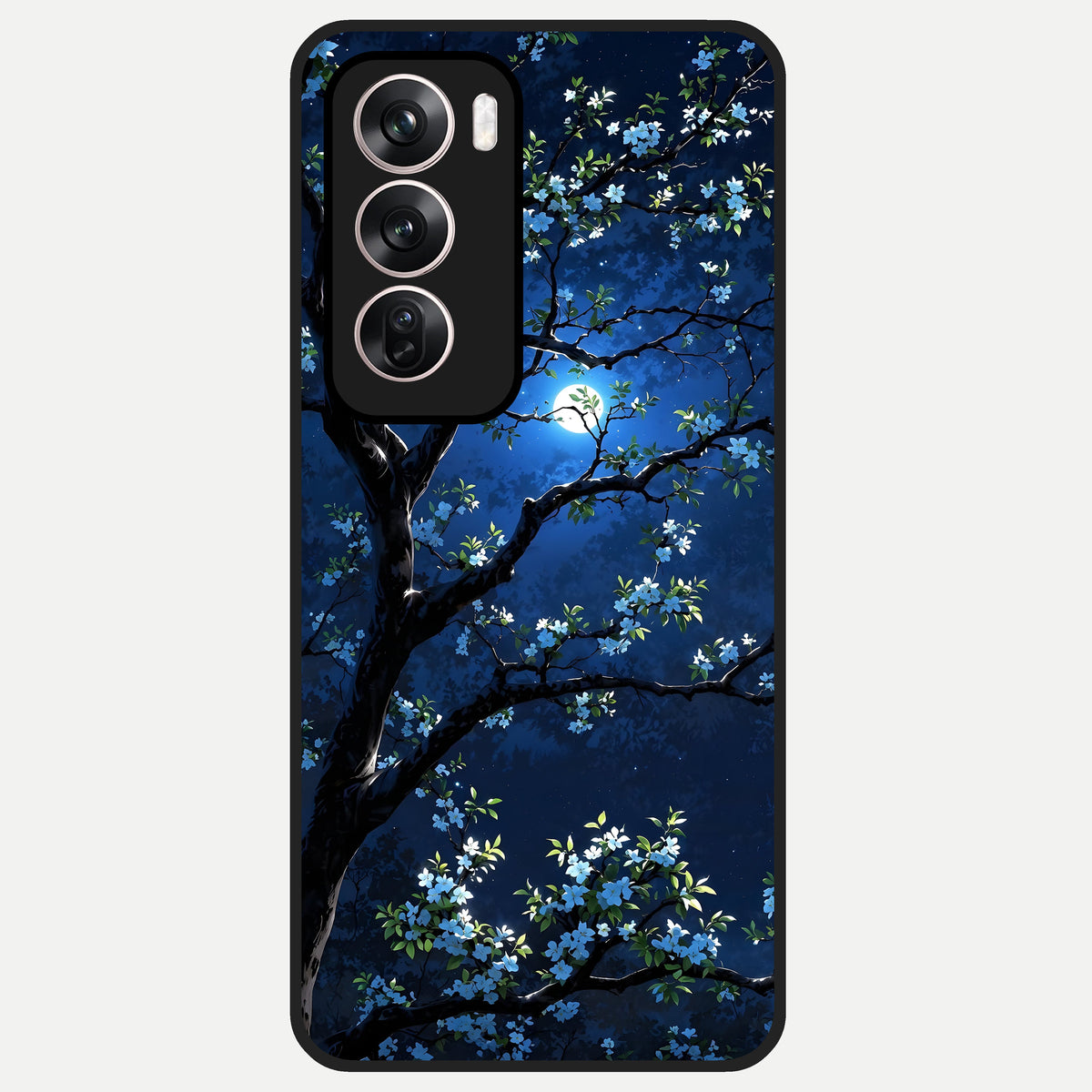  Mystic Floral Night Glass Case For Oppo Reno 12 Pro back cover – full design glossy printed glass finish