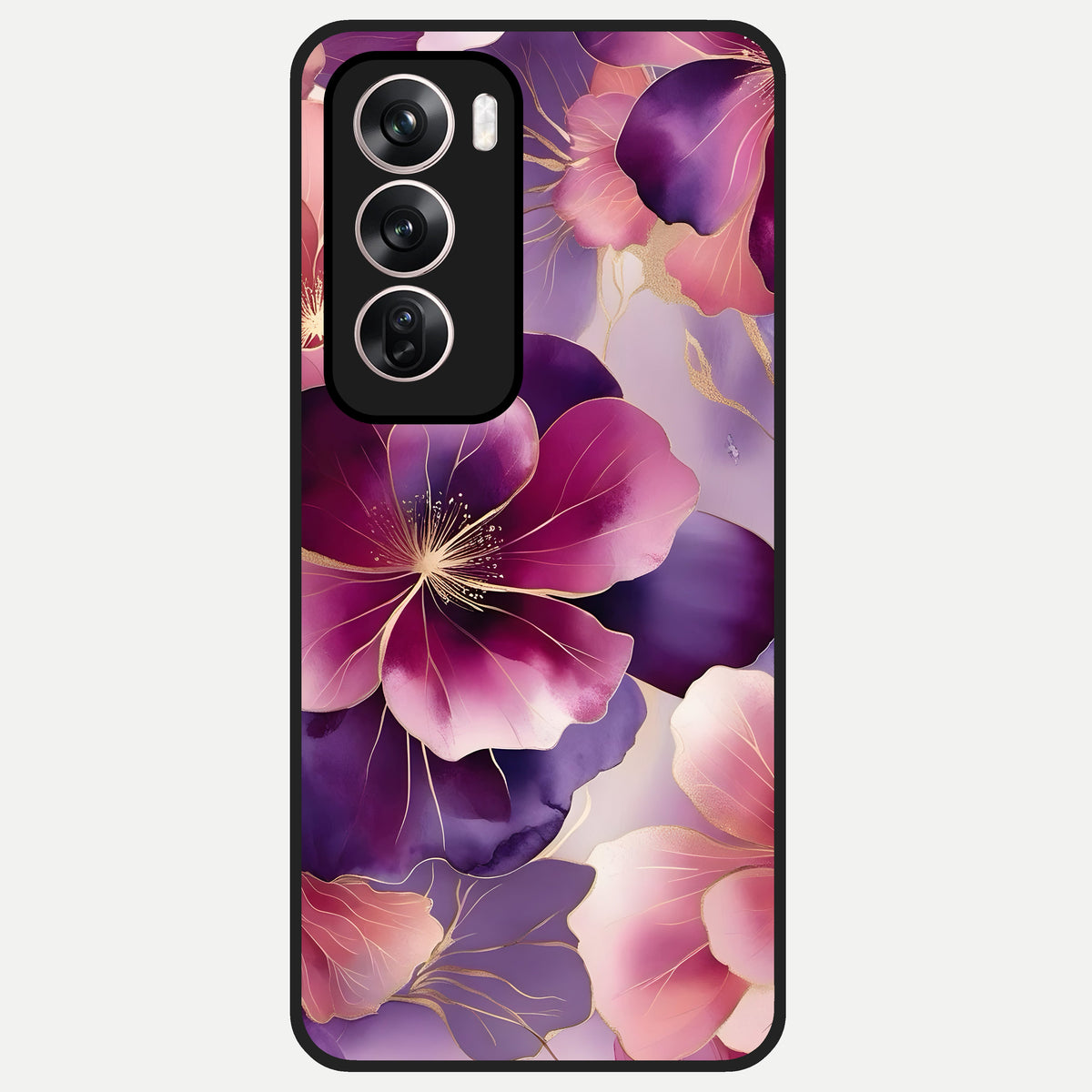  Pink Bouquet Florals Glass Case For Oppo Reno 12 Pro back cover – full design glossy printed glass finish