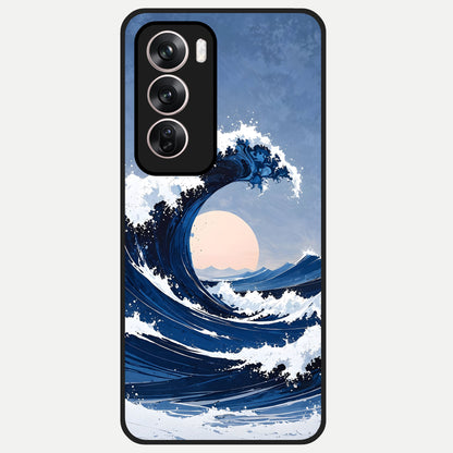  Rising Tide Power Glass Case For Oppo Reno 12 Pro back cover – full design glossy printed glass finish