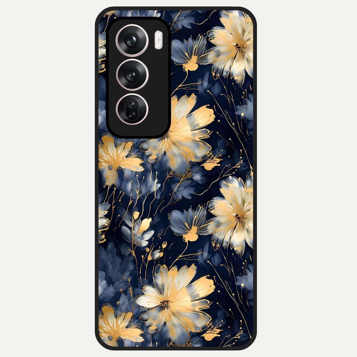  Royal Petal Dream Glass Case For Oppo Reno 12 Pro back cover – full design glossy printed glass finish