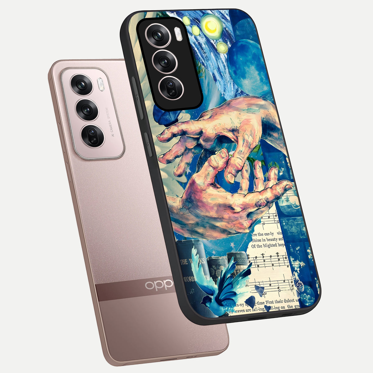  Aesthetic Divider phone case For Oppo Reno 12 Pro showing premium glass back cover with detailed artwork
