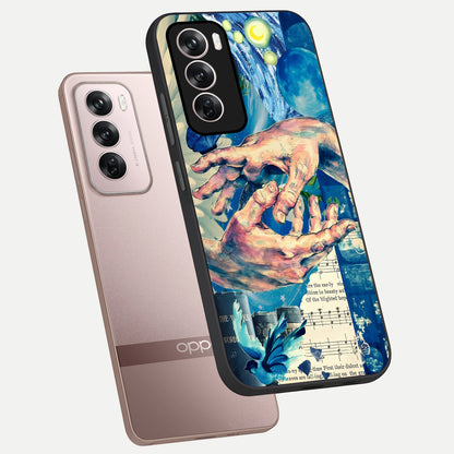  Aesthetic Divider phone case For Oppo Reno 12 Pro showing premium glass back cover with detailed artwork