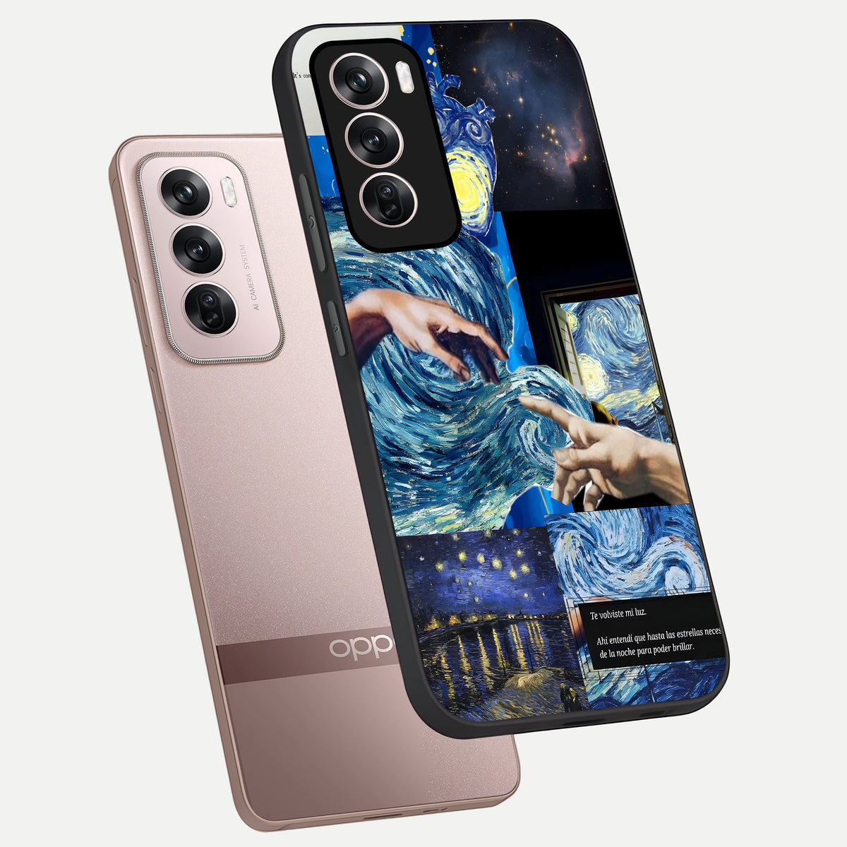  Aesthetic Vando Hands phone case For Oppo Reno 12 Pro showing premium glass back cover with detailed artwork