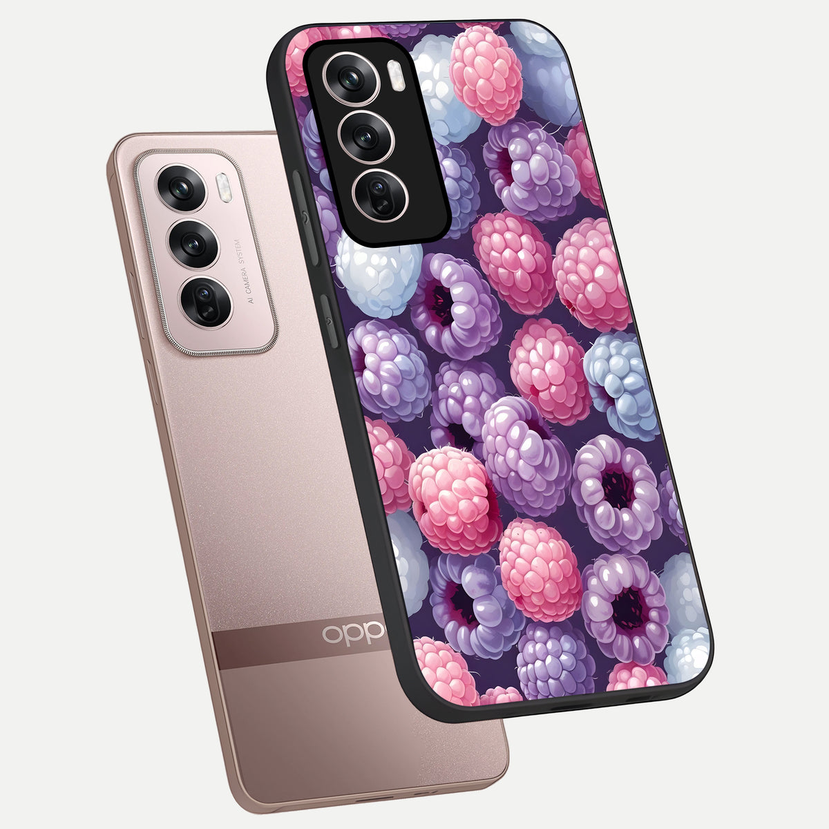  Berry Candy Pop phone case For Oppo Reno 12 Pro showing premium glass back cover with detailed artwork