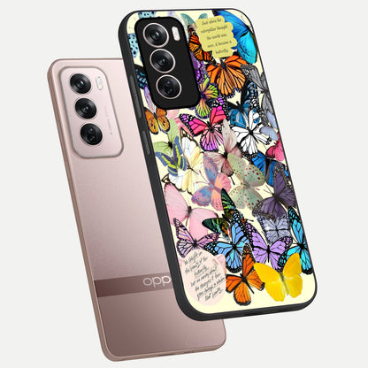  Butterflies Petal Dream phone case For Oppo Reno 12 Pro showing premium glass back cover with detailed artwork