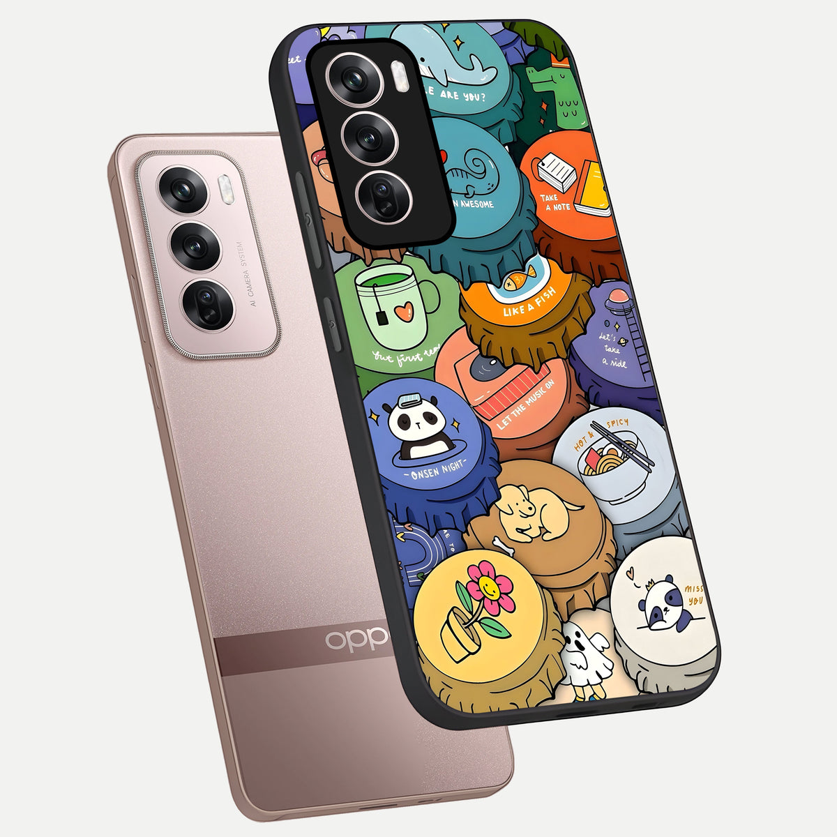  Coins Patterns phone case For Oppo Reno 12 Pro showing premium glass back cover with detailed artwork