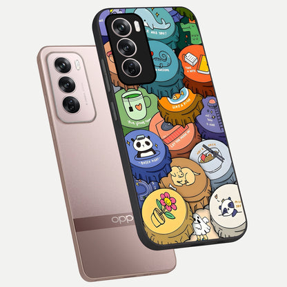  Coins Patterns phone case For Oppo Reno 12 Pro showing premium glass back cover with detailed artwork