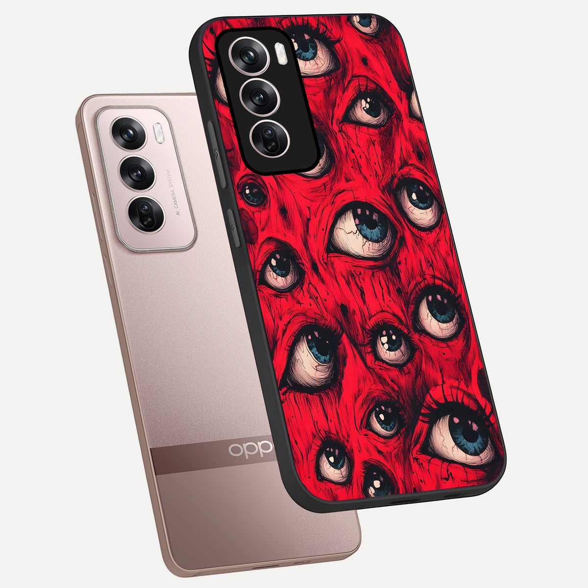  Crimson Watch Eyes phone case For Oppo Reno 12 Pro showing premium glass back cover with detailed artwork