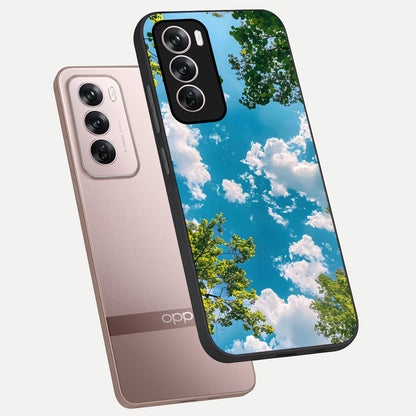  Green Moon Energy phone case For Oppo Reno 12 Pro showing premium glass back cover with detailed artwork