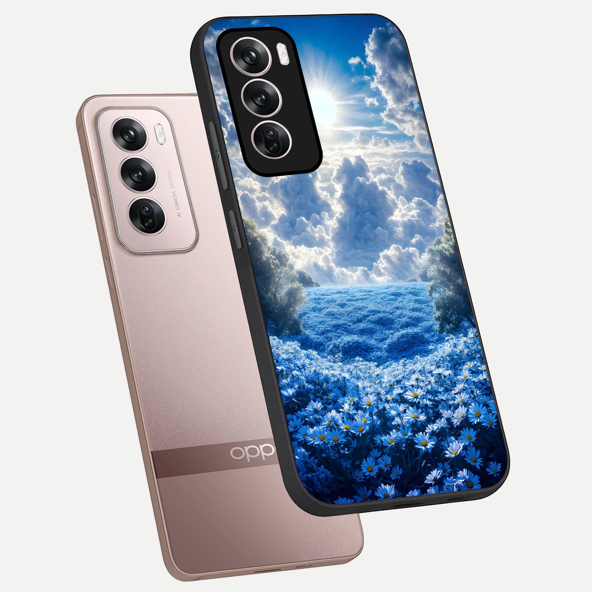  Heavenly Daisy Horizon phone case For Oppo Reno 12 Pro showing premium glass back cover with detailed artwork