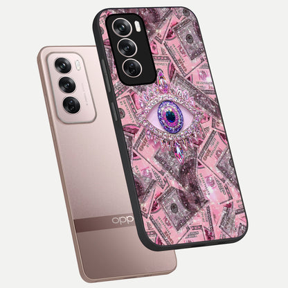 Money Eye Luxe phone case For Oppo Reno 12 Pro showing premium glass back cover with detailed artwork