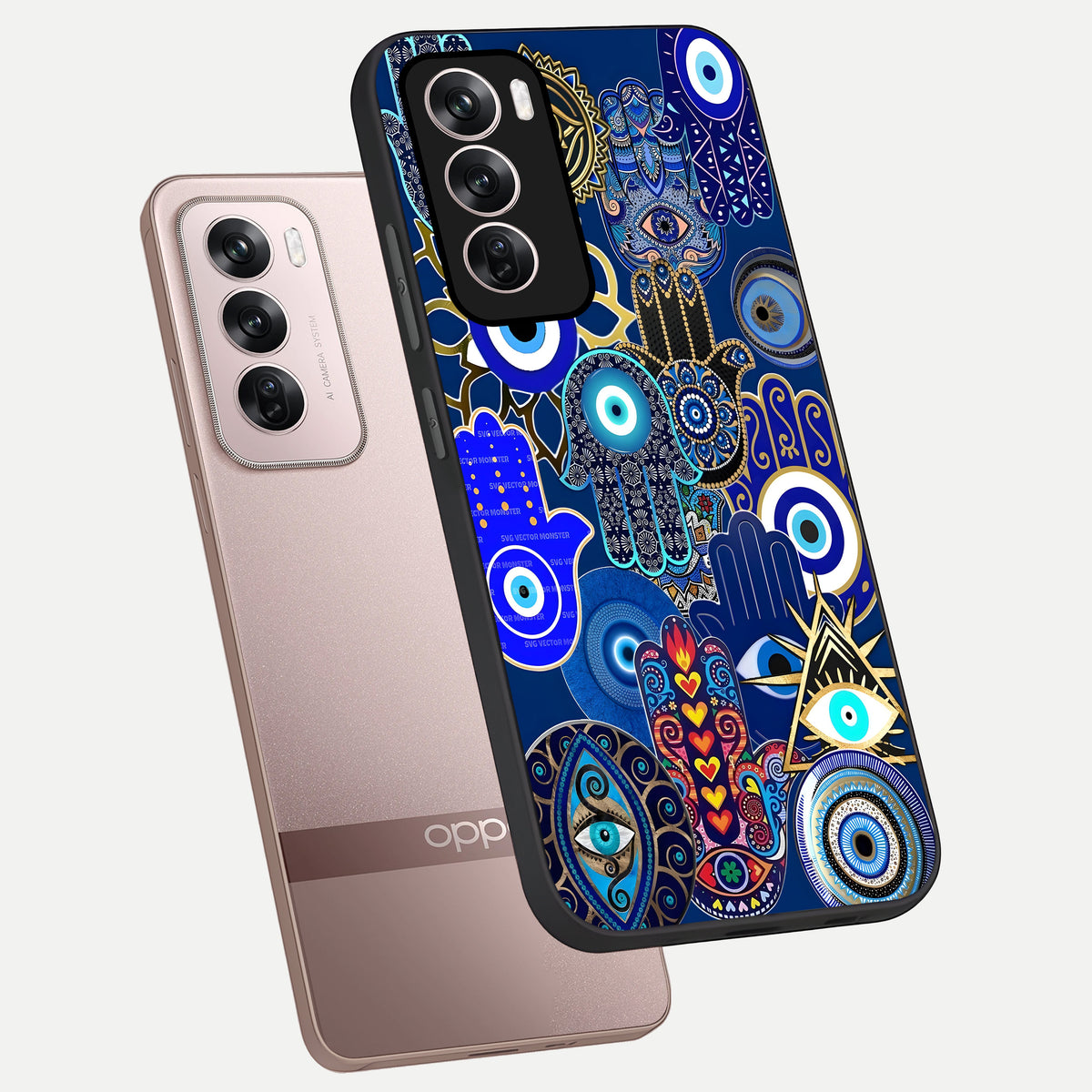  Mystic Palm Guard phone case For Oppo Reno 12 Pro showing premium glass back cover with detailed artwork