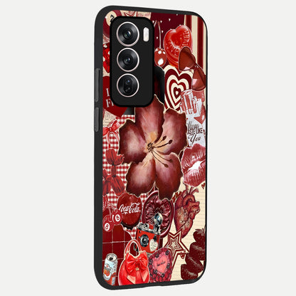  Aesthetic Little Freak back cover For Oppo Reno 12 Pro slim fit glass case with vibrant aesthetic design