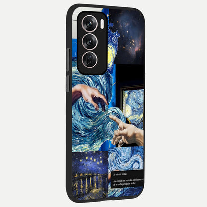 Aesthetic Vando Hands back cover For Oppo Reno 12 Pro slim fit glass case with vibrant aesthetic design