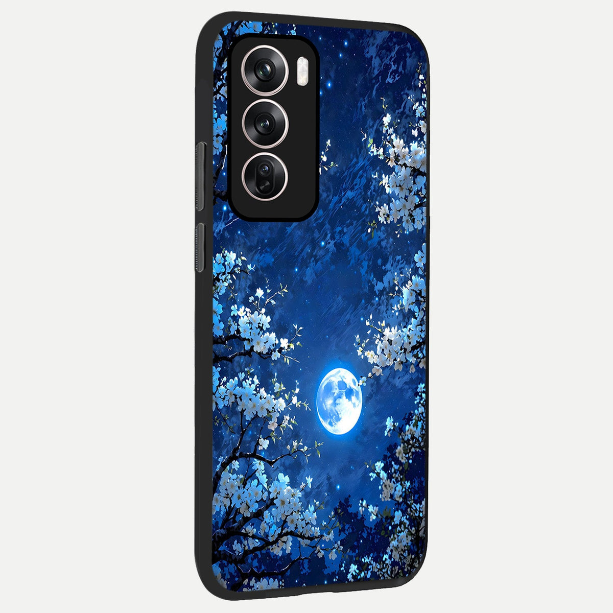  Blossom Moonlight Sky back cover For Oppo Reno 12 Pro slim fit glass case with vibrant aesthetic design