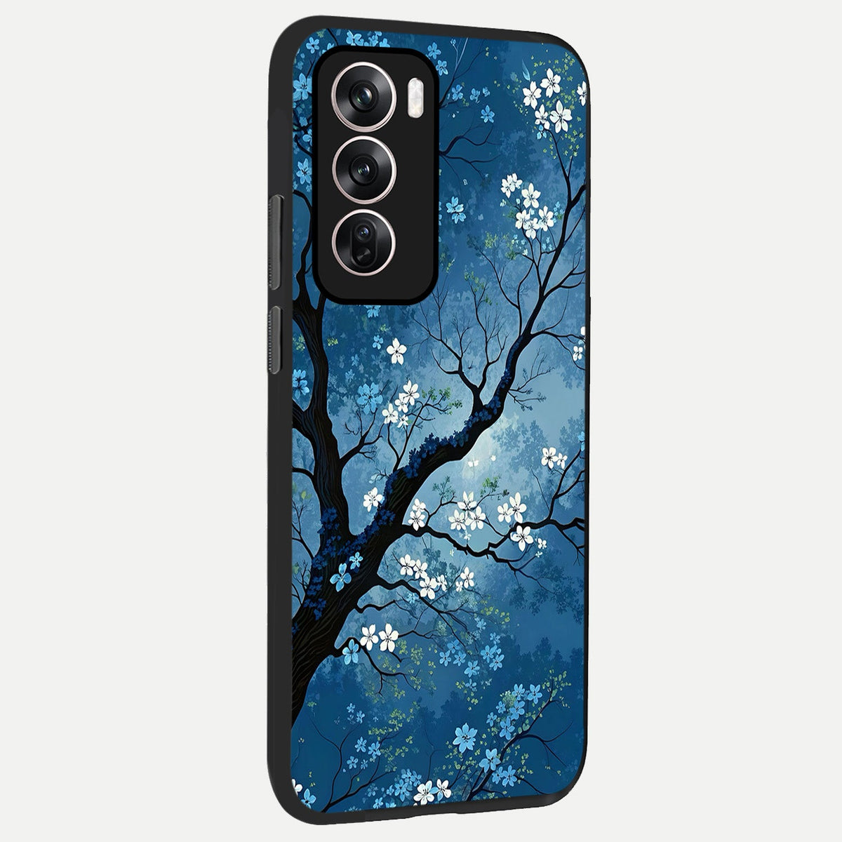  Blue Tree Serenity back cover For Oppo Reno 12 Pro slim fit glass case with vibrant aesthetic design