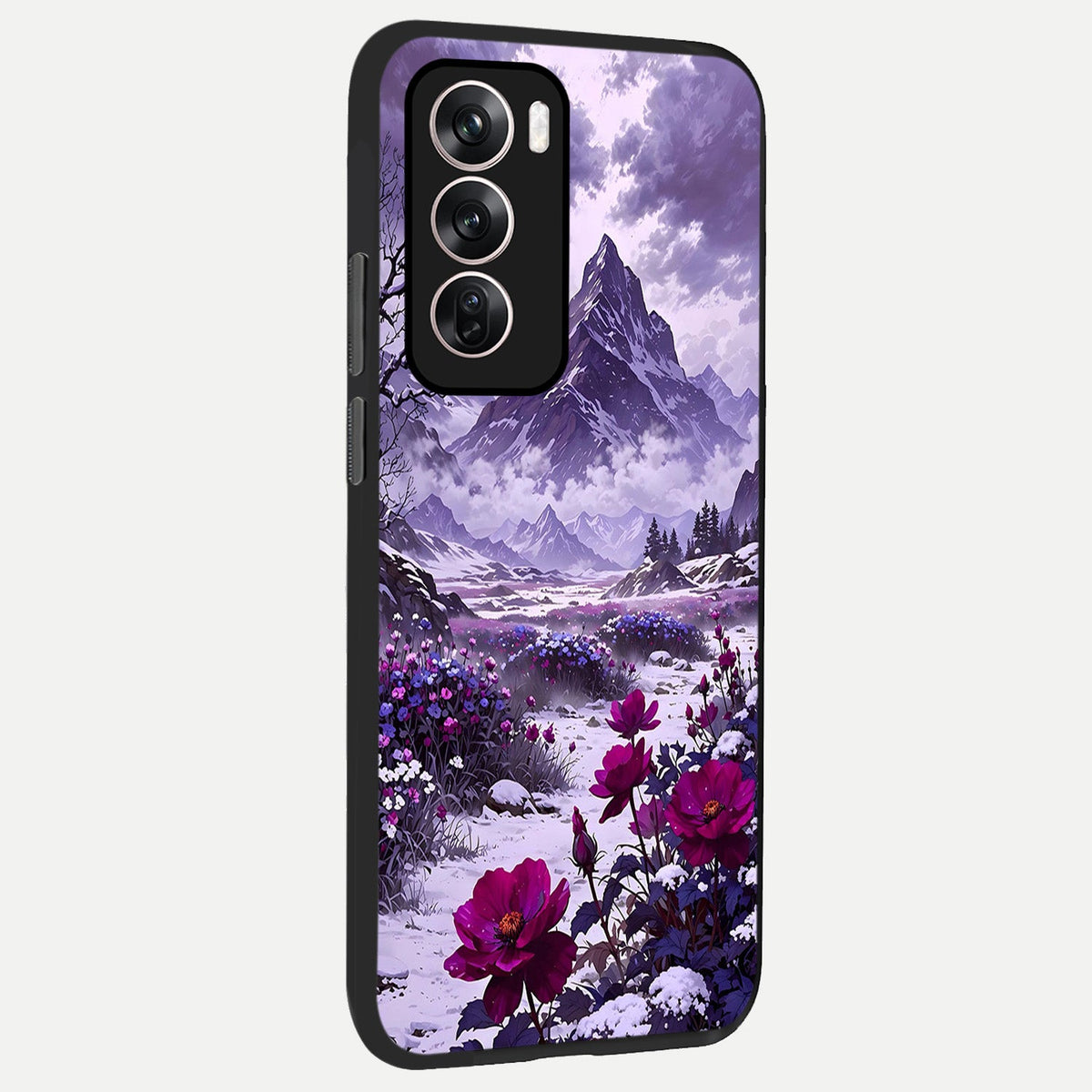  Flower Mountain View back cover For Oppo Reno 12 Pro slim fit glass case with vibrant aesthetic design