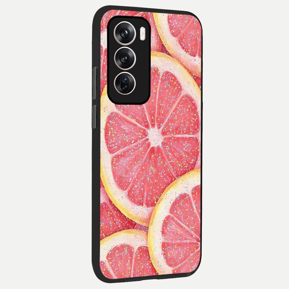  Glitter Grapefruit back cover For Oppo Reno 12 Pro slim fit glass case with vibrant aesthetic design