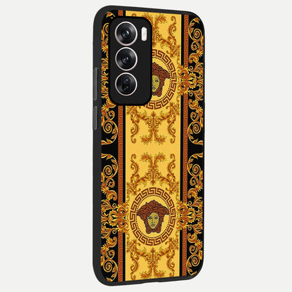  Golden Royal Heritage back cover For Oppo Reno 12 Pro slim fit glass case with vibrant aesthetic design