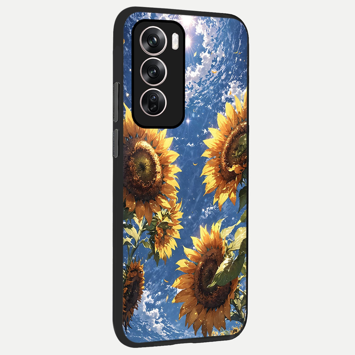  Heavenly Sunflower Rise back cover For Oppo Reno 12 Pro slim fit glass case with vibrant aesthetic design