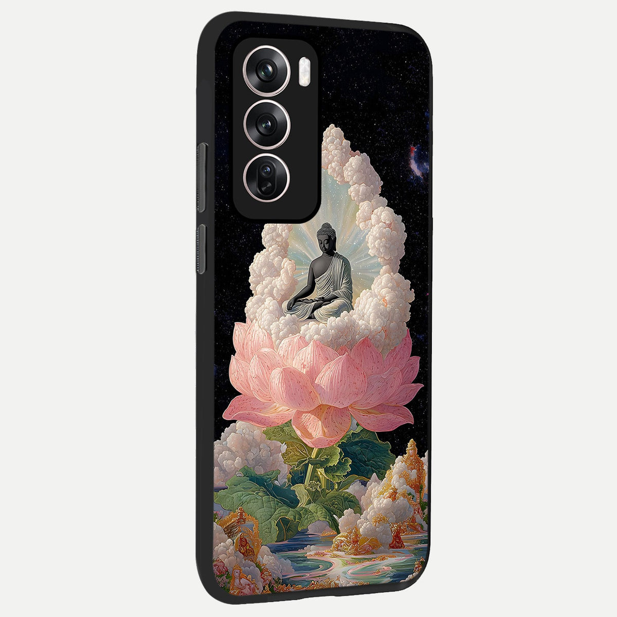  Lotus Divine Peace back cover For Oppo Reno 12 Pro slim fit glass case with vibrant aesthetic design