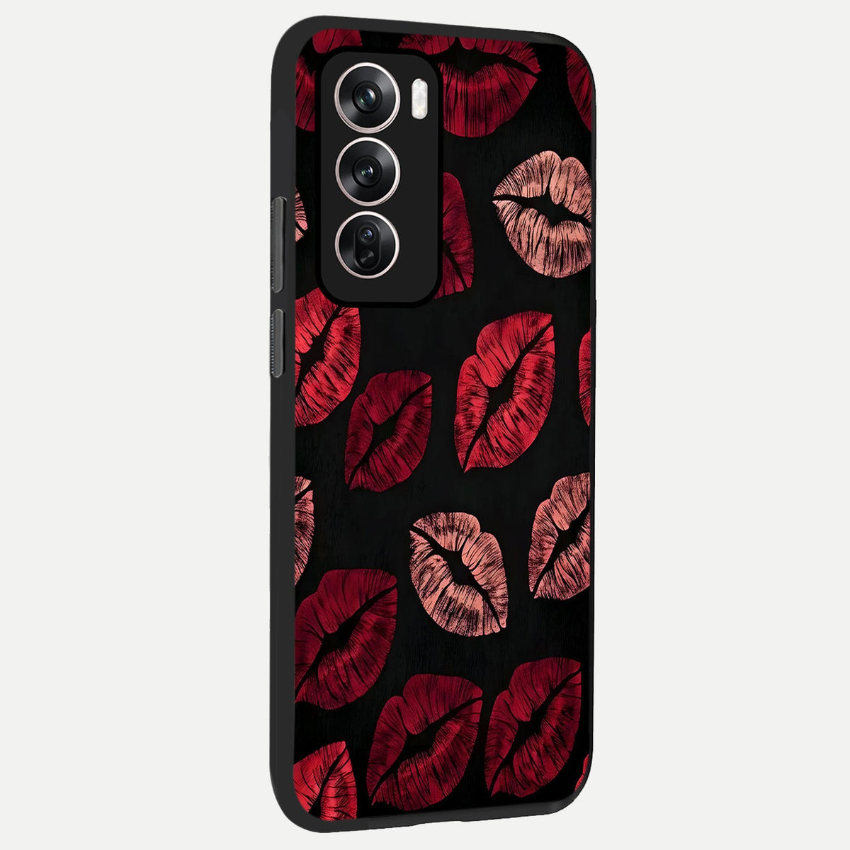  Midnight Kiss Love back cover For Oppo Reno 12 Pro slim fit glass case with vibrant aesthetic design