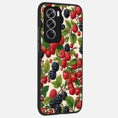  Mixed Berry Collage back cover For Oppo Reno 12 Pro slim fit glass case with vibrant aesthetic design