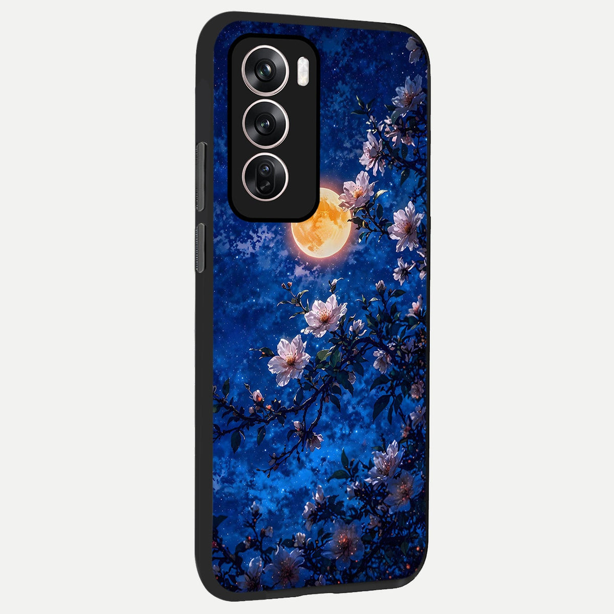  Moonlit Blossoms Night back cover For Oppo Reno 12 Pro slim fit glass case with vibrant aesthetic design